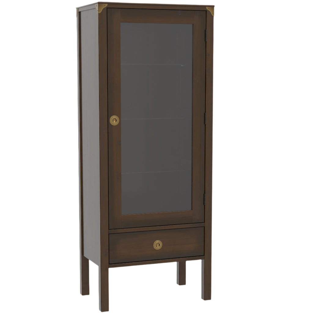 LAURA ASHLEY Balmoral 1-Door 1-Drawer Dark Chestnut Display Unit in Birch