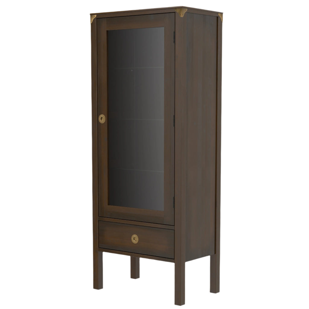 LAURA ASHLEY Balmoral 1-Door 1-Drawer Dark Chestnut Display Unit in Birch