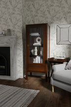 LAURA ASHLEY Balmoral 1-Door 1-Drawer Dark Chestnut Display Unit in Birch
