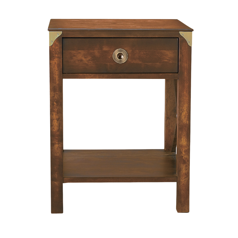 LAURA ASHLEY Balmoral 1-Drawer Dark Chestnut Side Table in Birch