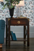 LAURA ASHLEY Balmoral 1-Drawer Dark Chestnut Side Table in Birch