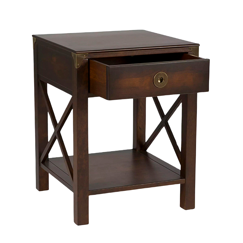 LAURA ASHLEY Balmoral 1-Drawer Dark Chestnut Side Table in Birch