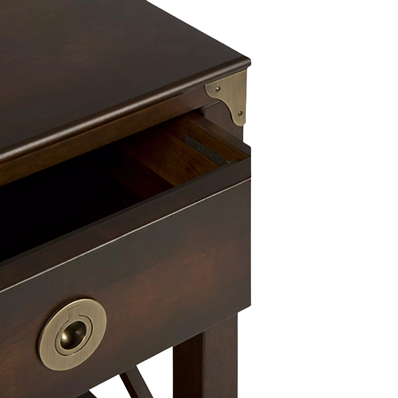 LAURA ASHLEY Balmoral 1-Drawer Dark Chestnut Side Table in Birch