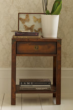 LAURA ASHLEY Balmoral 1-Drawer Dark Chestnut Side Table in Birch
