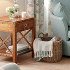 LAURA ASHLEY Balmoral 1-Drawer Honey Side Table in Birch
