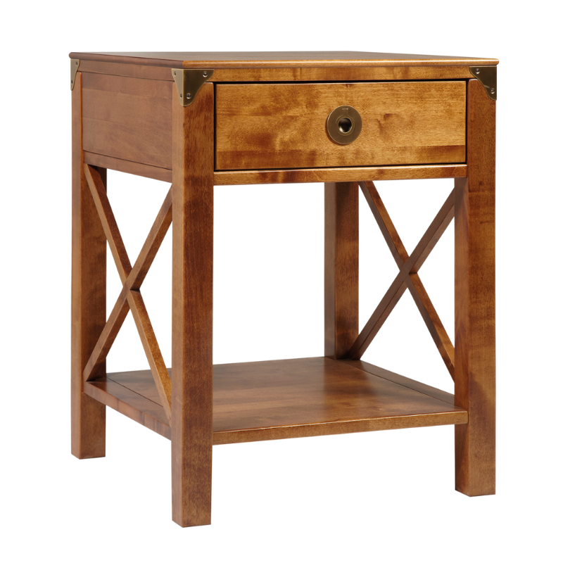 LAURA ASHLEY Balmoral 1-Drawer Honey Side Table in Birch