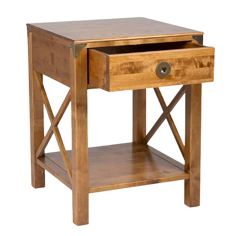 LAURA ASHLEY Balmoral 1-Drawer Honey Side Table in Birch