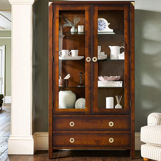 LAURA ASHLEY Balmoral 2-Door 2-Drawer Dark Chestnut Display Unit in Birch