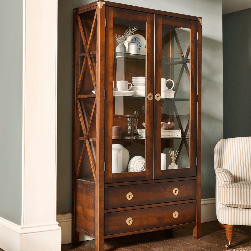 LAURA ASHLEY Balmoral 2-Door 2-Drawer Dark Chestnut Display Unit in Birch