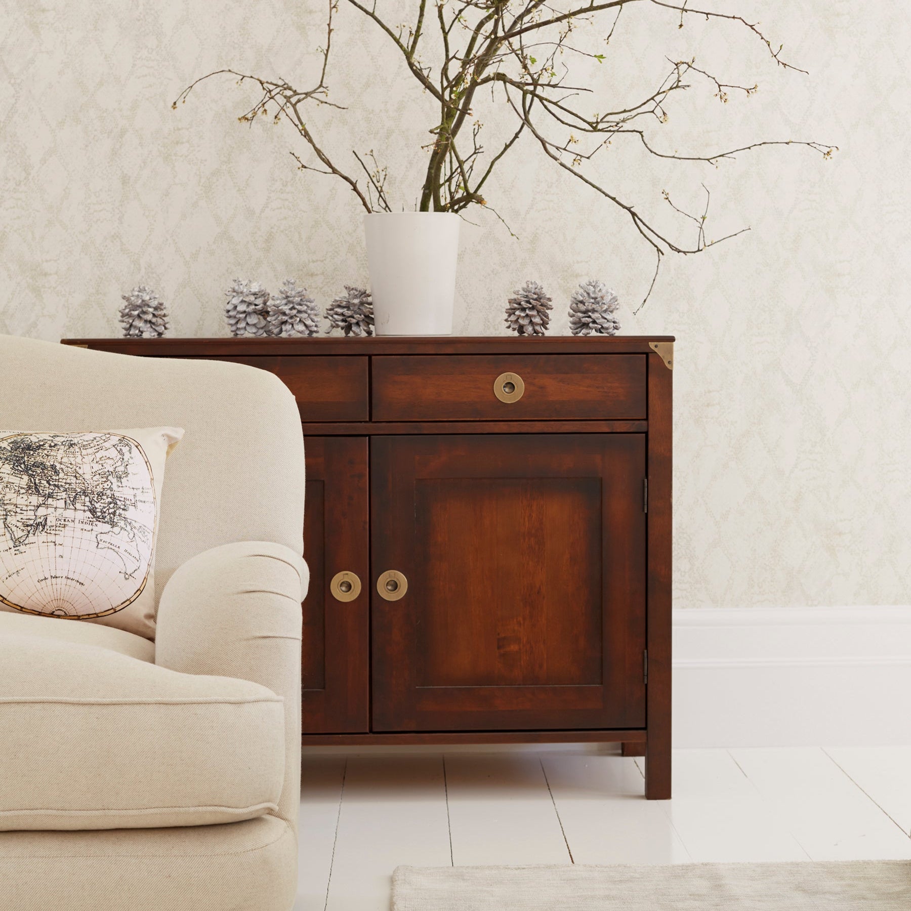 LAURA ASHLEY Balmoral 2-Door 2-Drawer Dark Chestnut Sideboard 110 x 85 x 45 cm