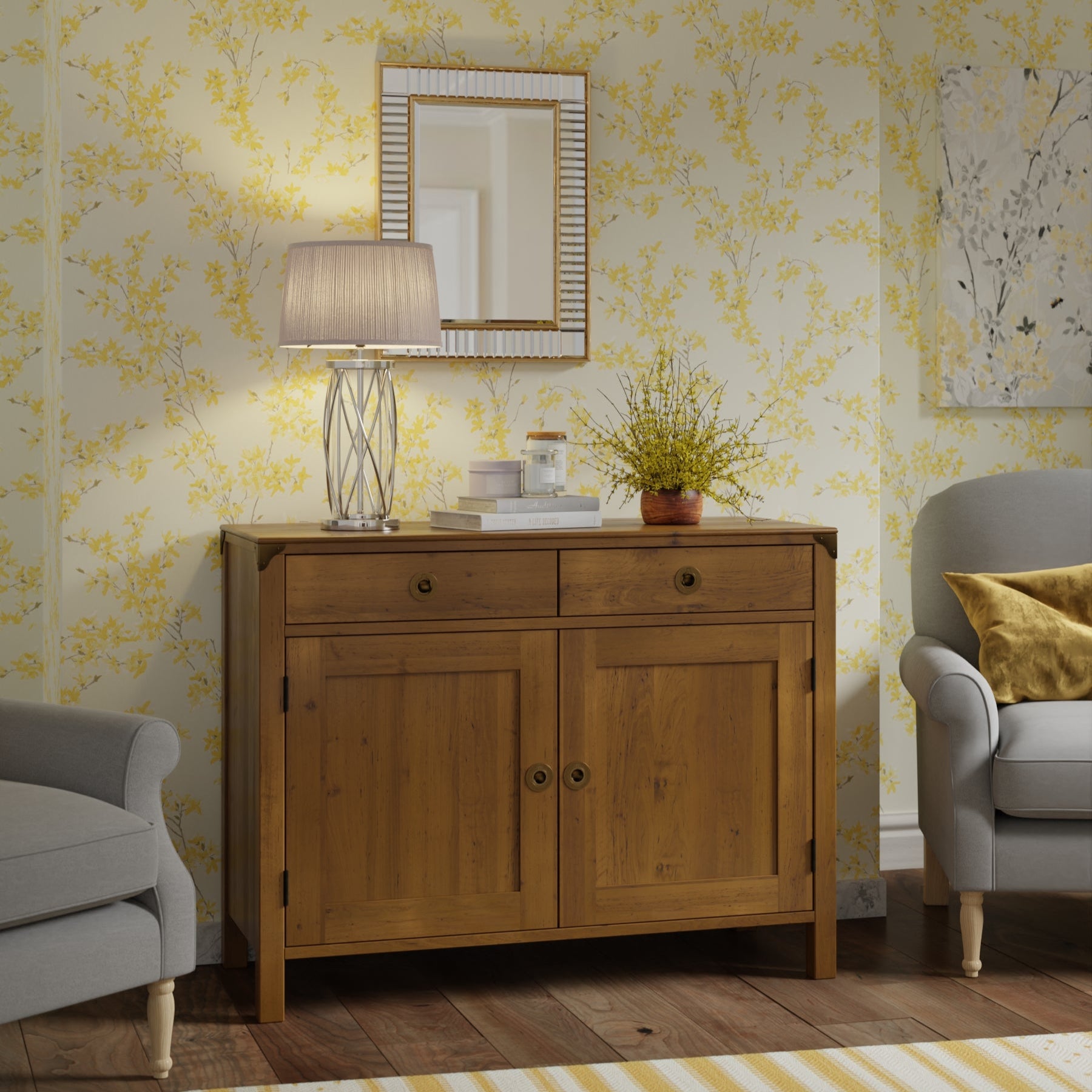 LAURA ASHLEY Balmoral 2-Door 2-Drawer Honey Sideboard 110 x 85 x 45 cm