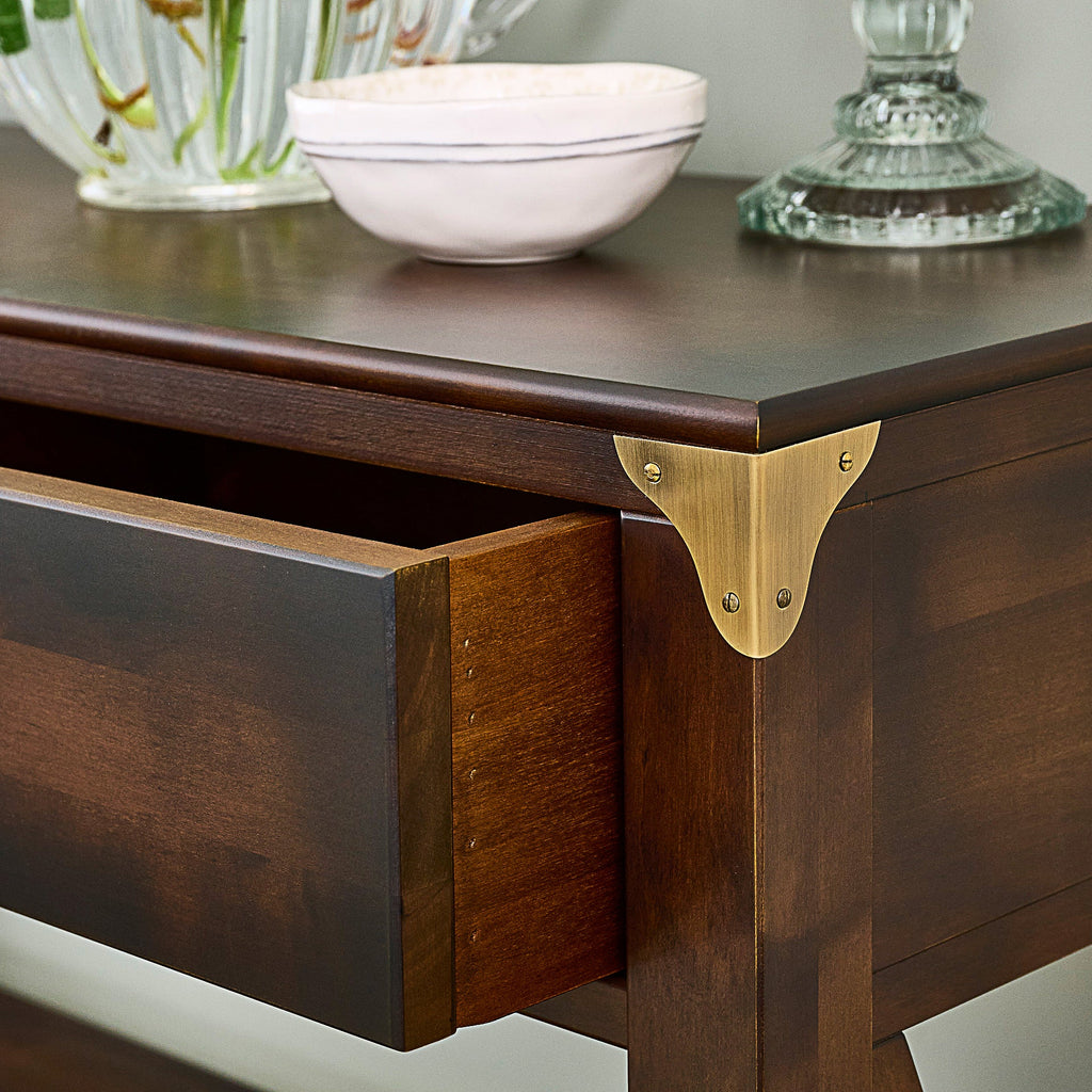 LAURA ASHLEY Balmoral 2-Drawer Dark Chestnut Console Table in Birch, 100 x 35 cm