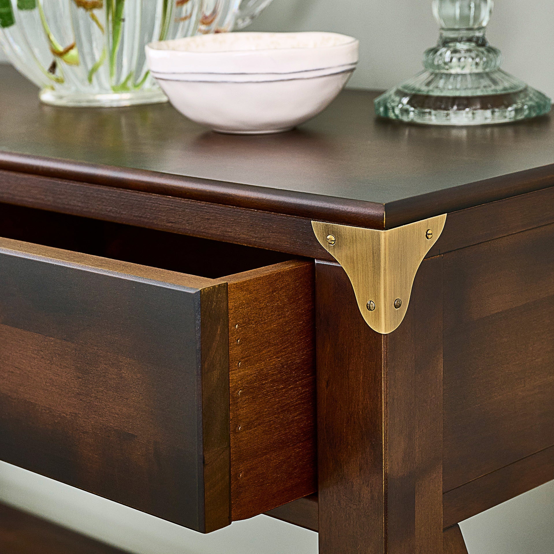 LAURA ASHLEY Balmoral 2-Drawer Dark Chestnut Console Table in Birch, 100 x 35 cm