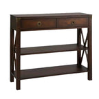 LAURA ASHLEY Balmoral 2-Drawer Dark Chestnut Console Table in Birch, 100 x 35 cm