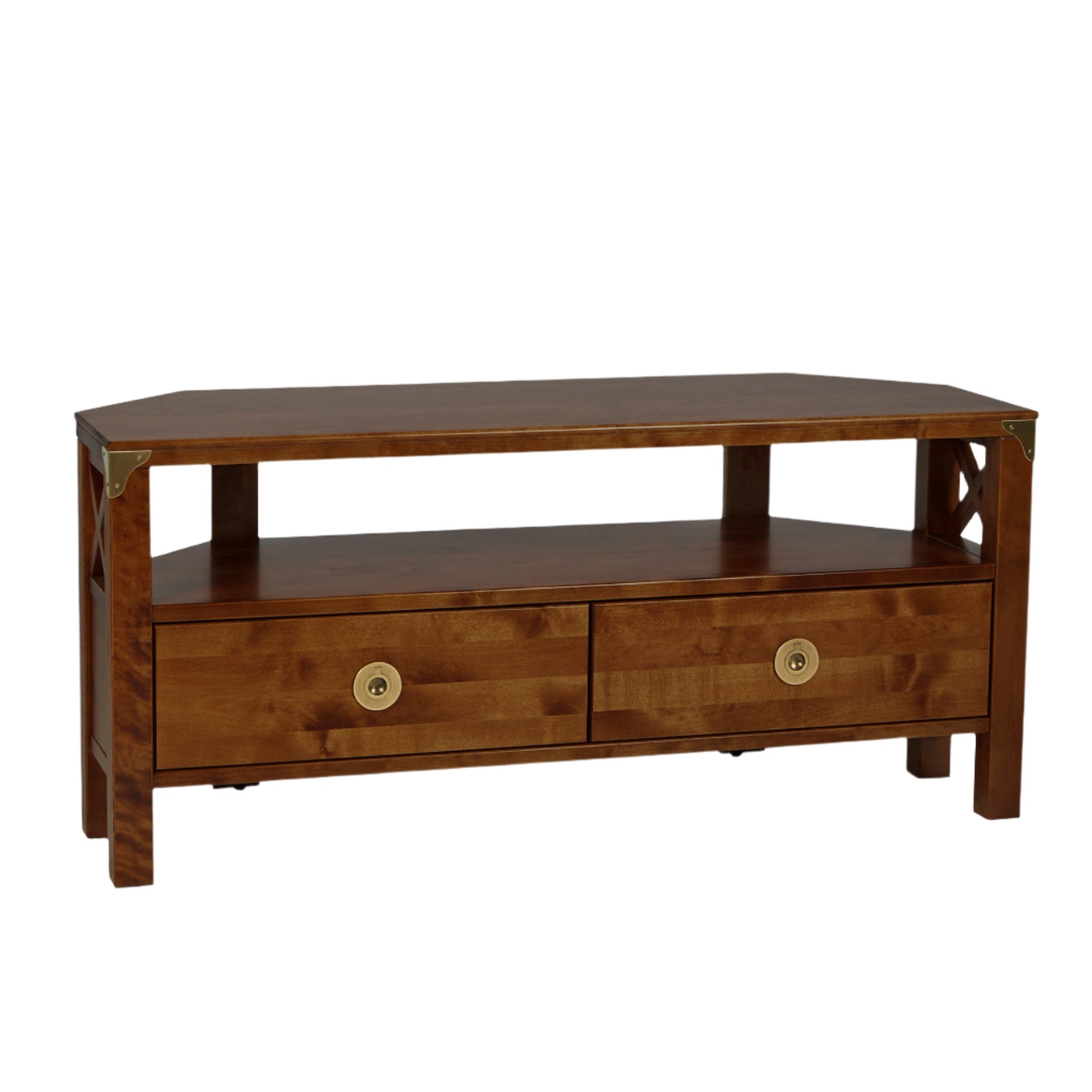 LAURA ASHLEY Balmoral 2-Drawer Dark Chestnut Corner TV Unit in Birch
