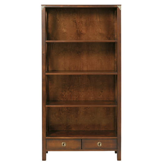 LAURA ASHLEY Balmoral 2-Drawer Dark Chestnut Single Bookcase in Birch