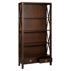 LAURA ASHLEY Balmoral 2-Drawer Dark Chestnut Single Bookcase in Birch