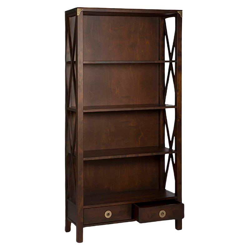 LAURA ASHLEY Balmoral 2-Drawer Dark Chestnut Single Bookcase in Birch