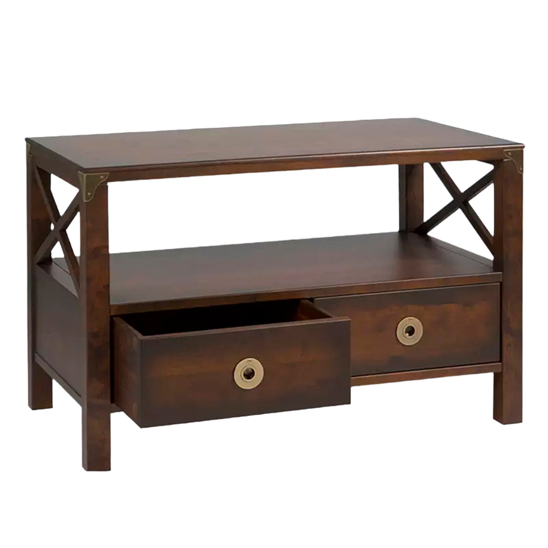 LAURA ASHLEY Balmoral 2-Drawer Dark Chestnut TV Unit in Birch