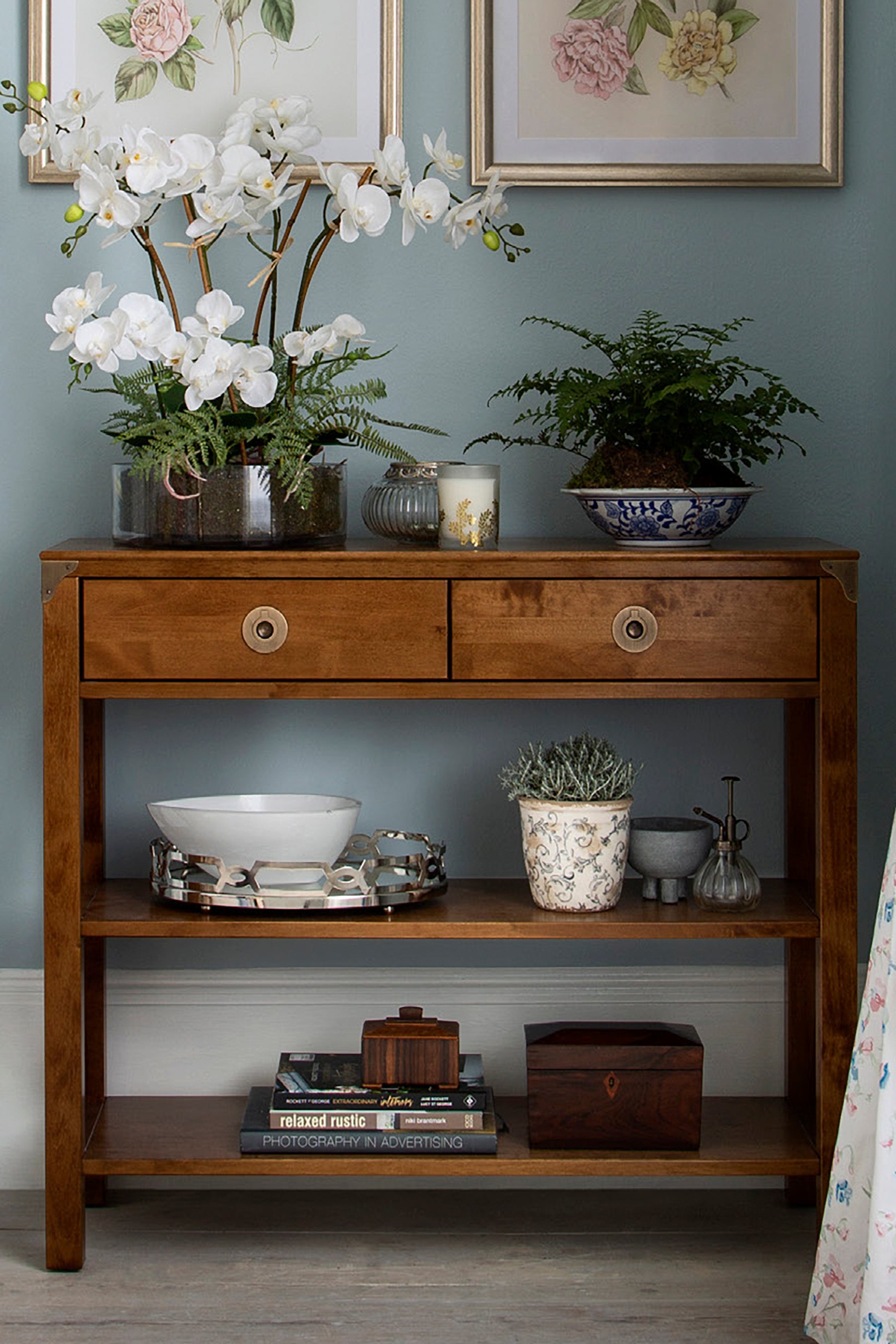 LAURA ASHLEY Balmoral 2-Drawer Honey Console Table in Birch, 100 x 35 cm