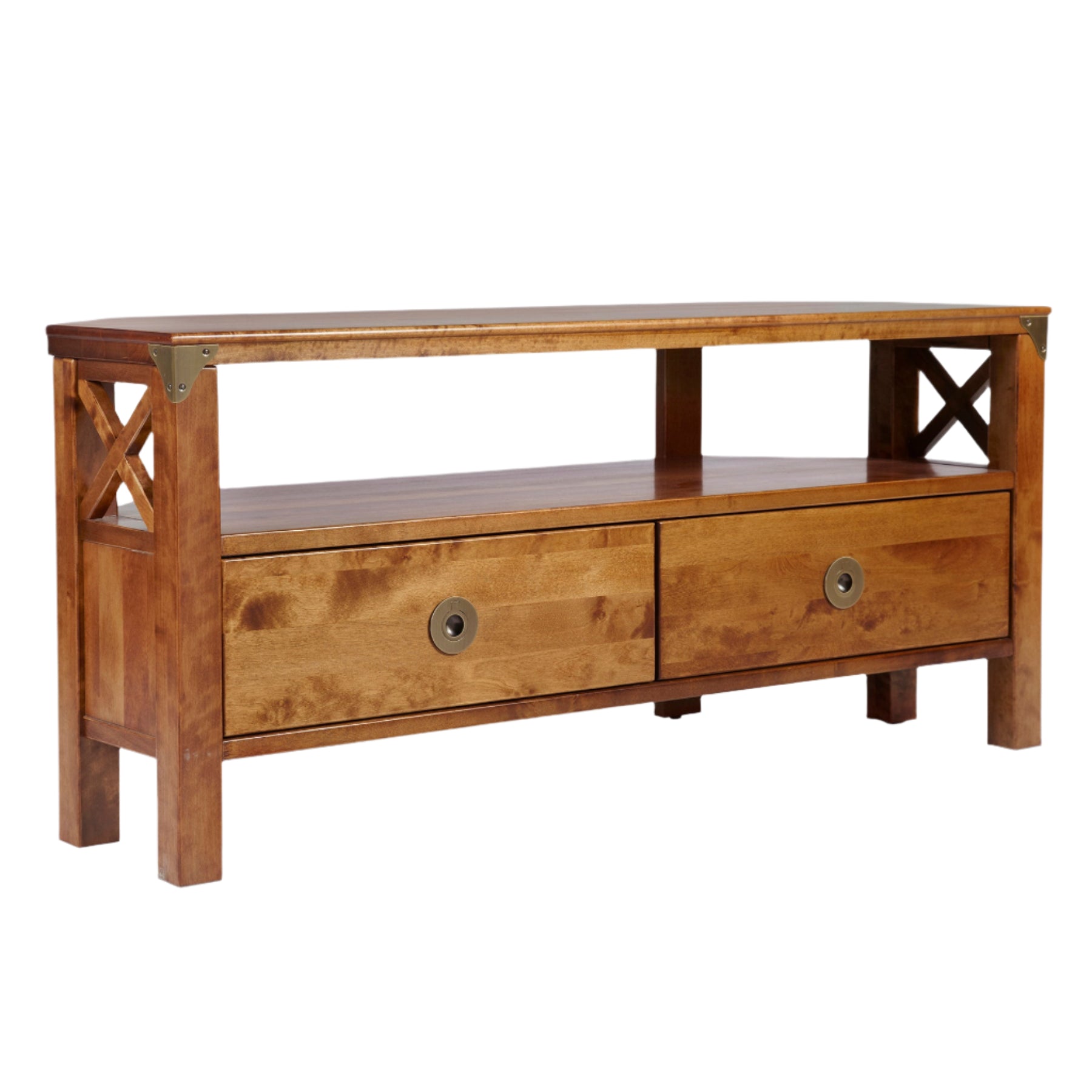 LAURA ASHLEY Balmoral 2-Drawer Honey Corner TV Unit in Birch