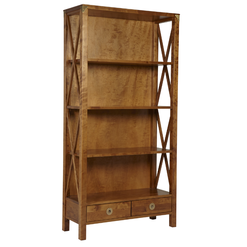LAURA ASHLEY Balmoral 2-Drawer Honey Single Bookcase in Birch