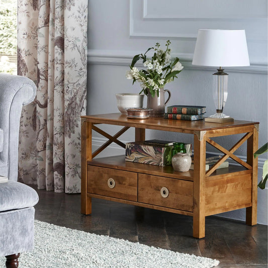 LAURA ASHLEY Balmoral 2-Drawer Honey TV Unit in Birch