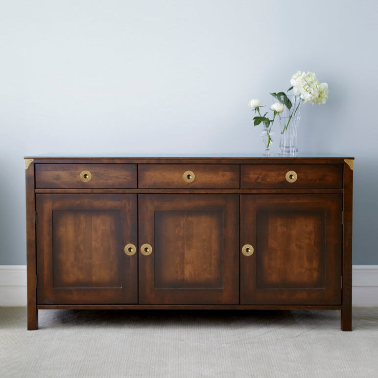 LAURA ASHLEY Balmoral 3-Door 3-Drawer Dark Chestnut Sideboard in Birch, 160 x 85 x 45 cm