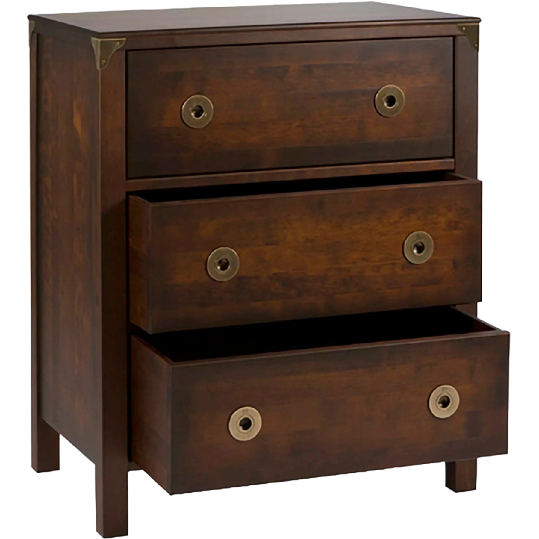 LAURA ASHLEY Balmoral 3-Drawer Dark Chestnut Chest of Drawers in Birch