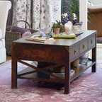 LAURA ASHLEY Balmoral 3-Drawer Dark Chestnut Coffee Table in Birch, 110 x 60 x 47 cm
