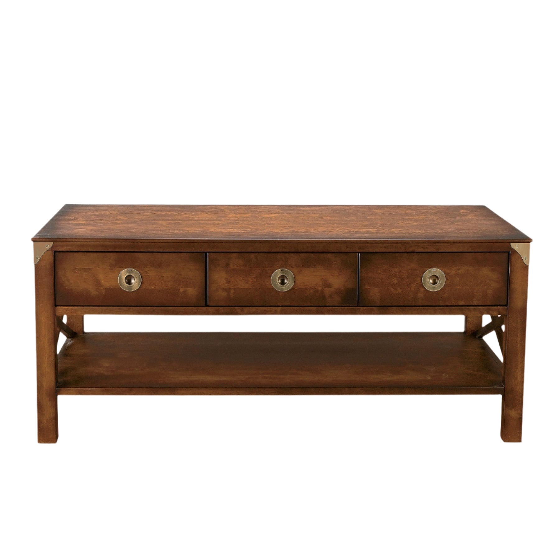 LAURA ASHLEY Balmoral 3-Drawer Dark Chestnut Coffee Table in Birch, 110 x 60 x 47 cm