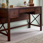 LAURA ASHLEY Balmoral 3-Drawer Dark Chestnut Desk in Birch