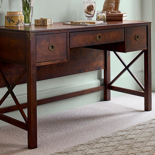 LAURA ASHLEY Balmoral 3-Drawer Dark Chestnut Desk in Birch