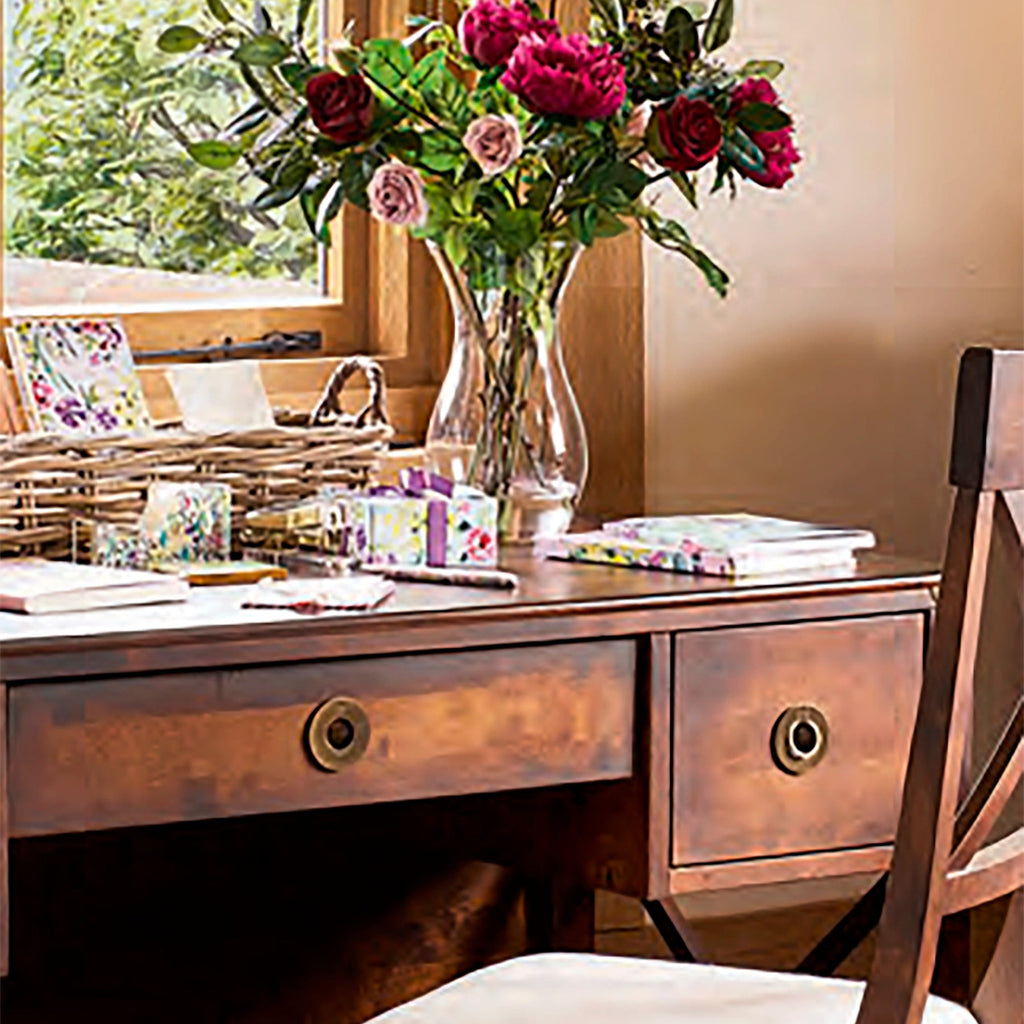 LAURA ASHLEY Balmoral 3-Drawer Dark Chestnut Desk in Birch