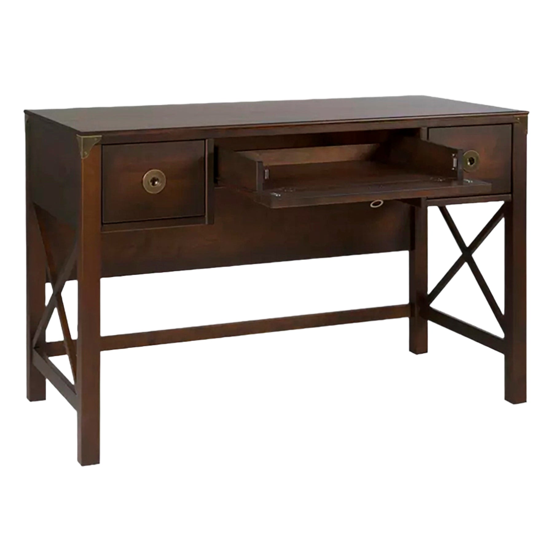 LAURA ASHLEY Balmoral 3-Drawer Dark Chestnut Desk in Birch