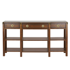 LAURA ASHLEY Balmoral 3-Drawer Dark Chestnut Triple Console Table in Birch
