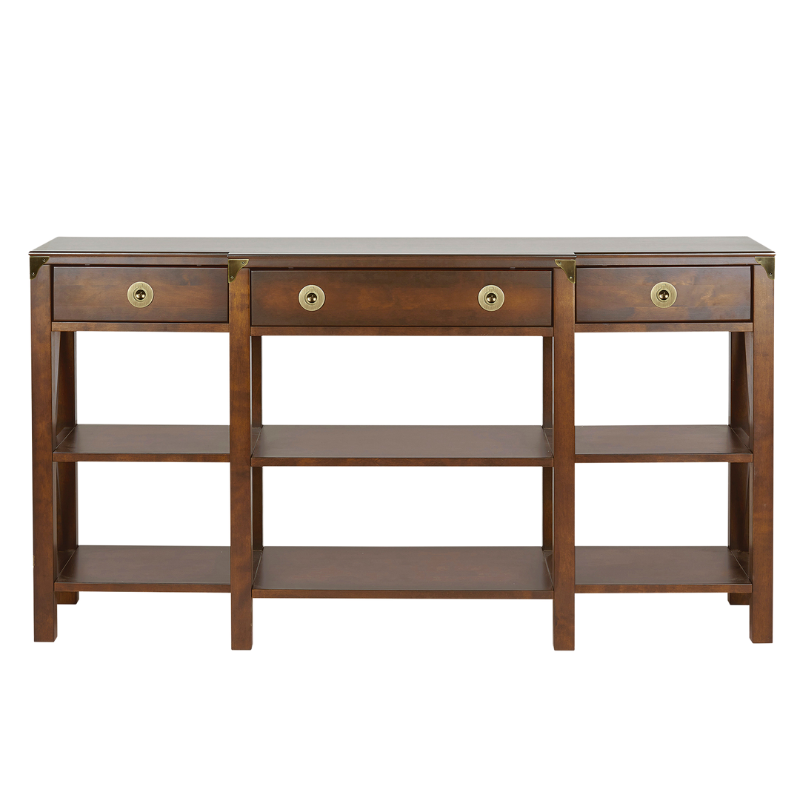 LAURA ASHLEY Balmoral 3-Drawer Dark Chestnut Triple Console Table in Birch