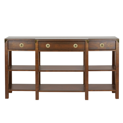 LAURA ASHLEY Balmoral 3-Drawer Dark Chestnut Triple Console Table in Birch