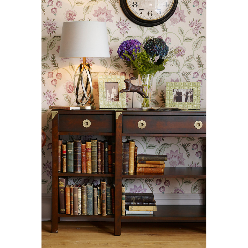 LAURA ASHLEY Balmoral 3-Drawer Dark Chestnut Triple Console Table in Birch