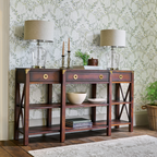 LAURA ASHLEY Balmoral 3-Drawer Dark Chestnut Triple Console Table in Birch