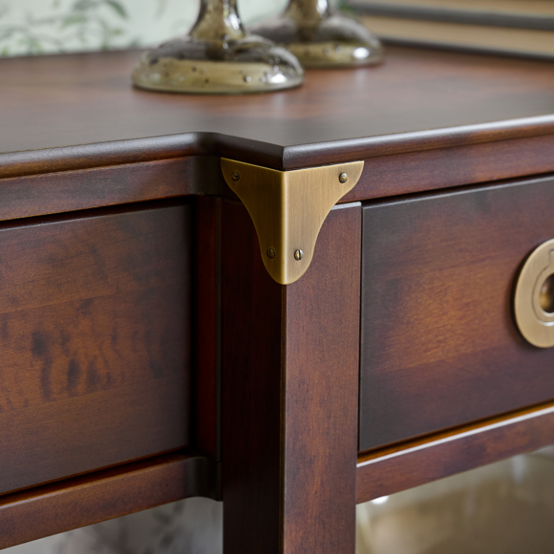 LAURA ASHLEY Balmoral 3-Drawer Dark Chestnut Triple Console Table in Birch