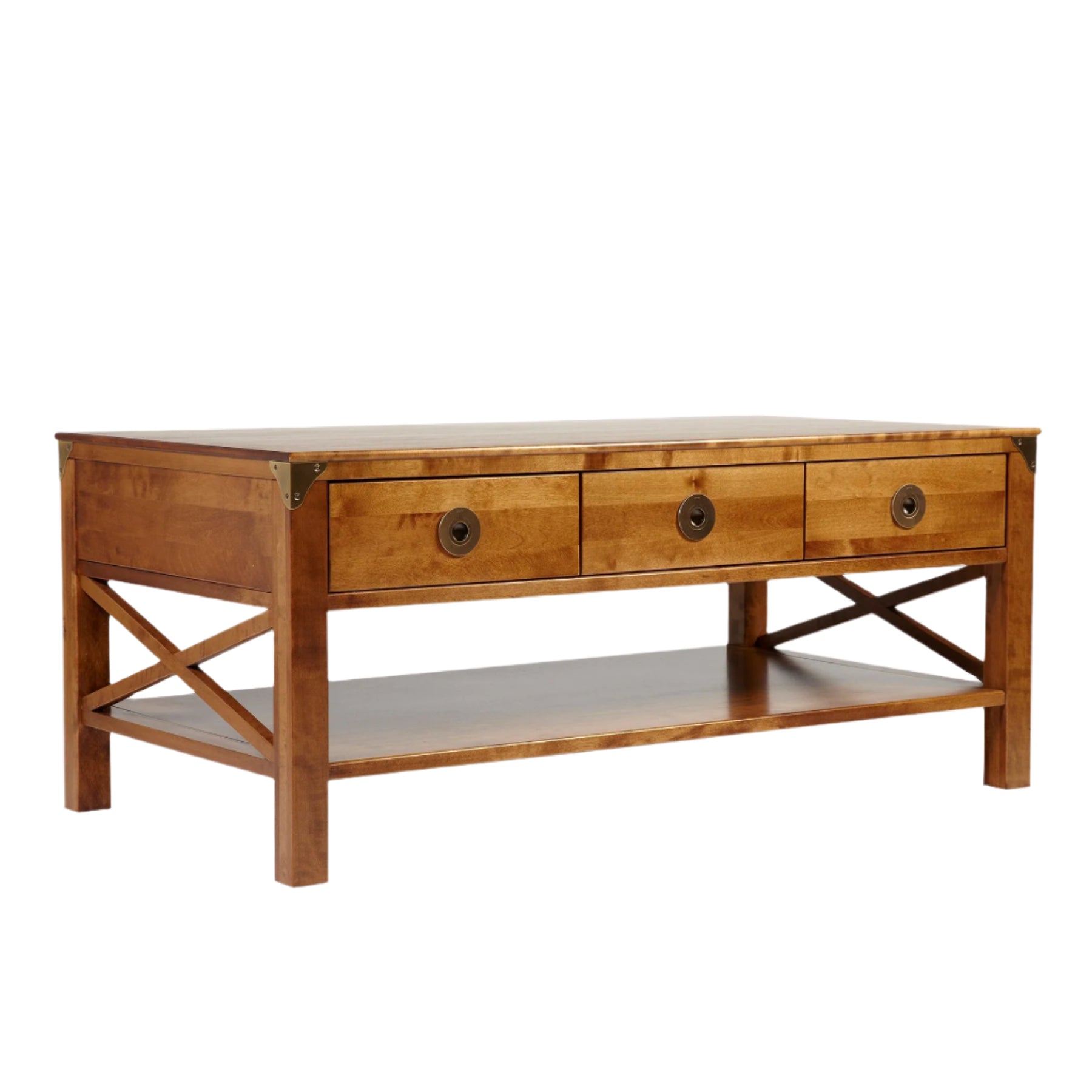 LAURA ASHLEY Balmoral 3-Drawer Honey Coffee Table in Birch,110 x 60 x 47 cm