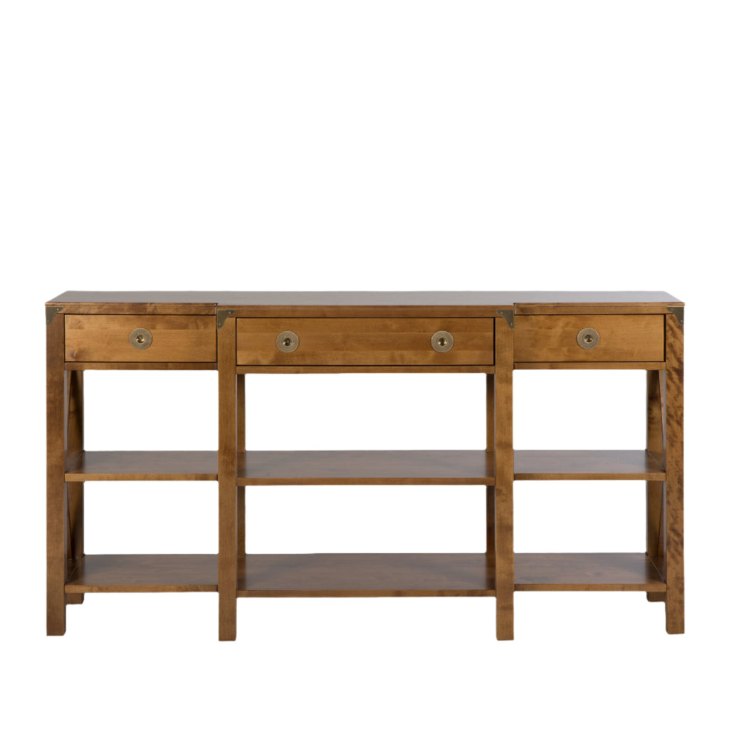 LAURA ASHLEY Balmoral 3-Drawer Honey Triple Console Table in Birch