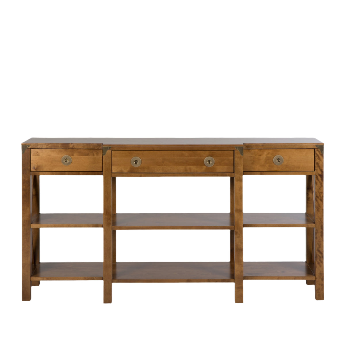 LAURA ASHLEY Balmoral 3-Drawer Honey Triple Console Table in Birch