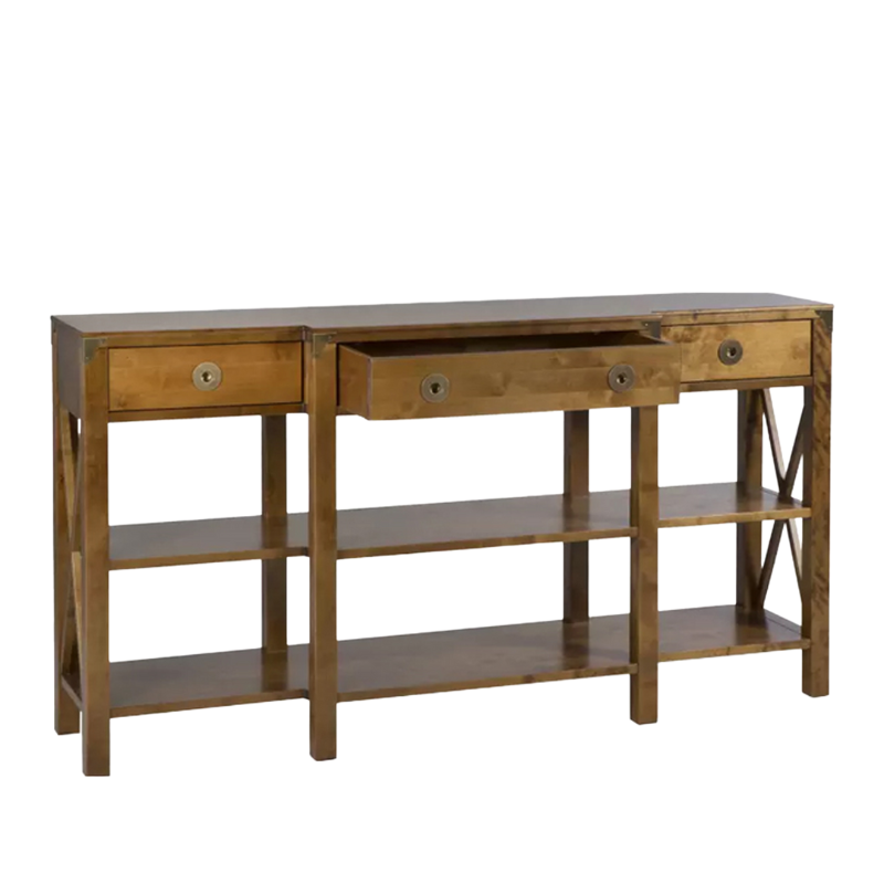 LAURA ASHLEY Balmoral 3-Drawer Honey Triple Console Table in Birch