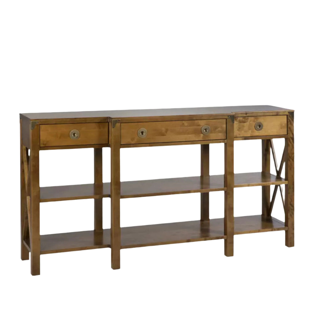 LAURA ASHLEY Balmoral 3-Drawer Honey Triple Console Table in Birch