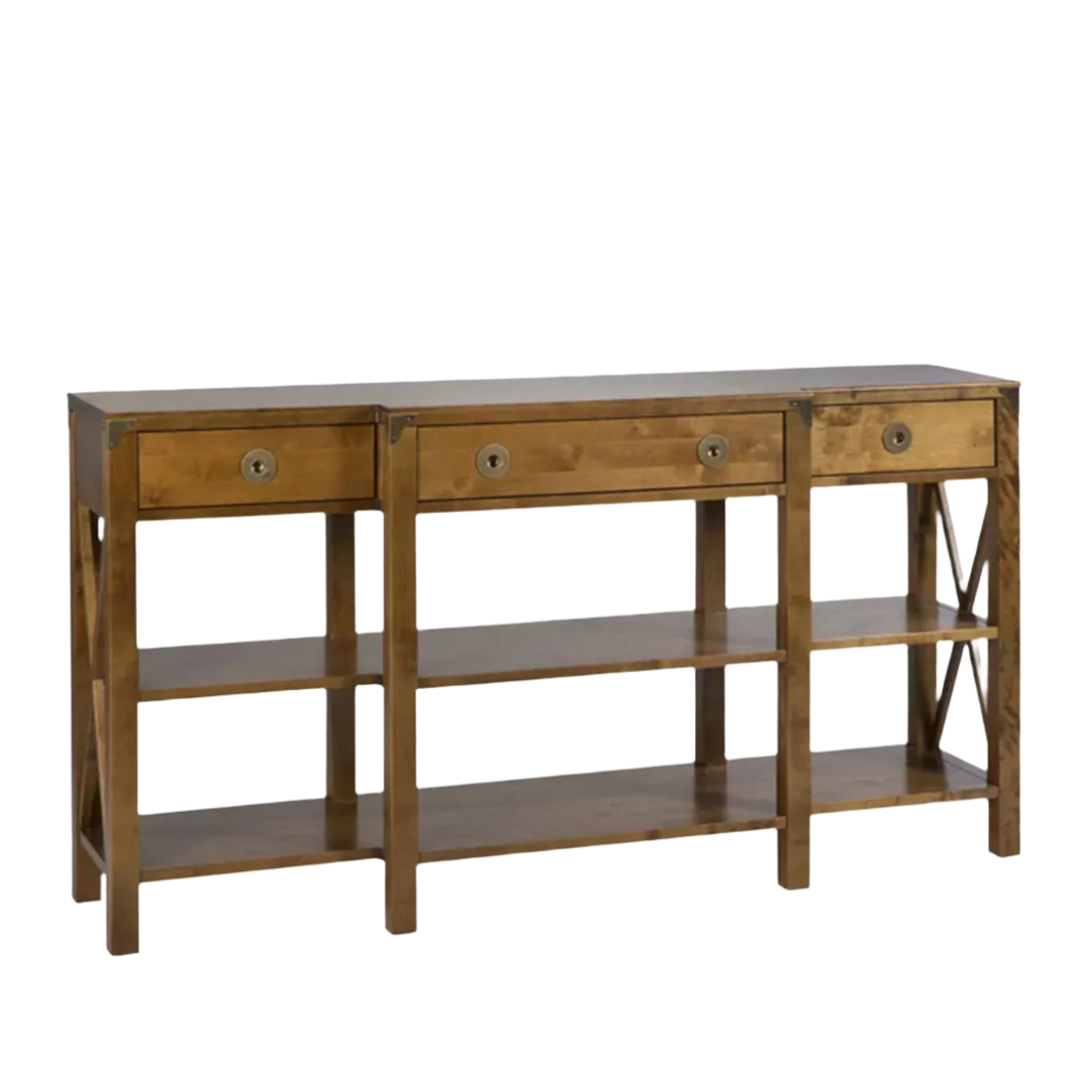 LAURA ASHLEY Balmoral 3-Drawer Honey Triple Console Table in Birch