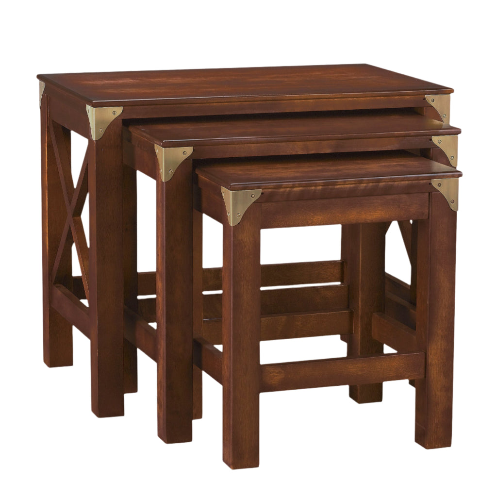 LAURA ASHLEY Balmoral Nest of 3 Tables, Dark Chestnut, in Birch