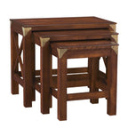 LAURA ASHLEY Balmoral Nest of 3 Tables, Dark Chestnut, in Birch