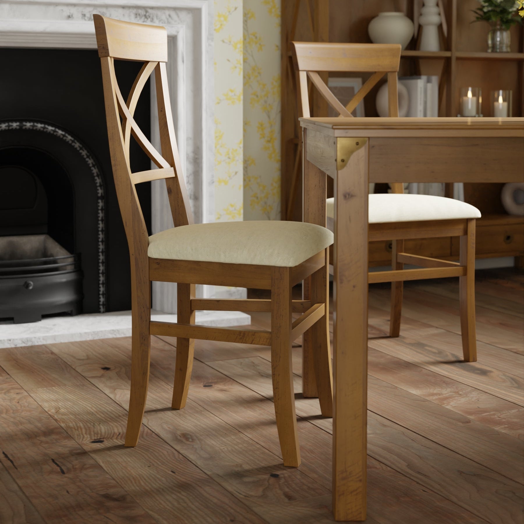 LAURA ASHLEY Balmoral Pair of Honey Dining Chairs in Birch